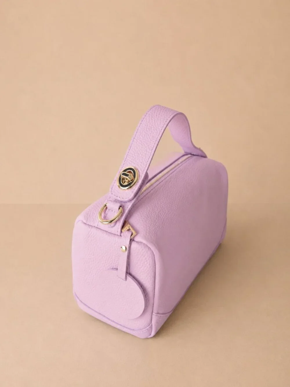 Lilac Italian Leather Crossbody Bag, Pastel Shoulder Bag, Minimalist Purse
